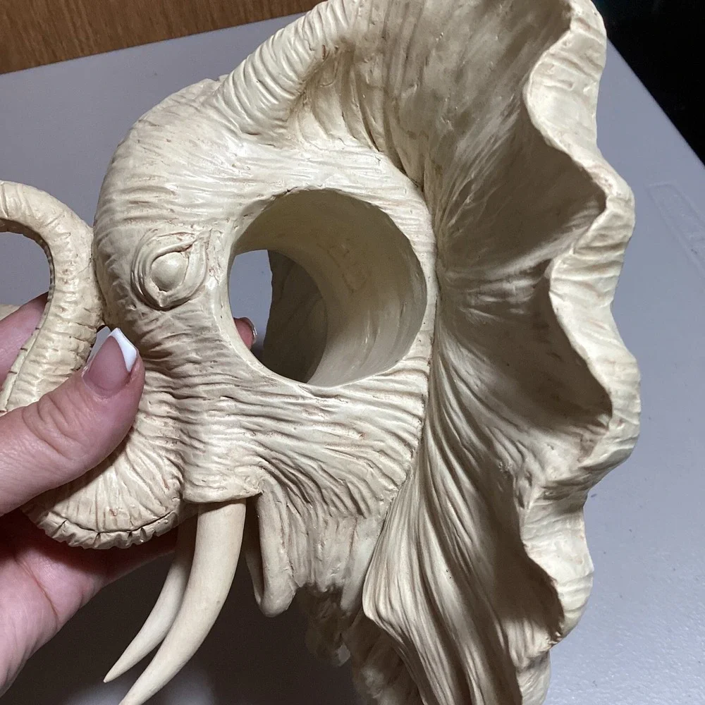 2 Elephant Head Wood Large Curtain Tie Back Ornamental Pull Through